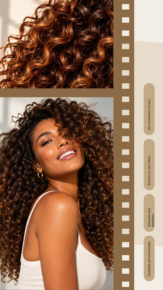 Template de Story para cabelo cacheado