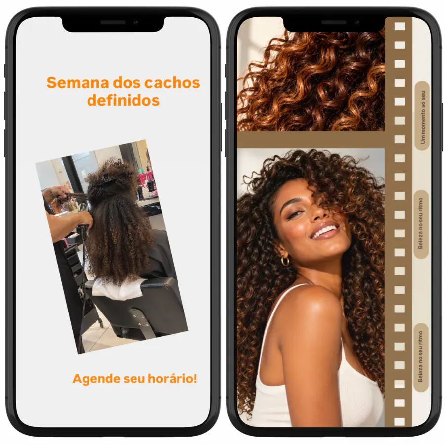 Cabelos: Story improvisado feito direto no Instagram ao lado do mesmo Story num estilo do Pack