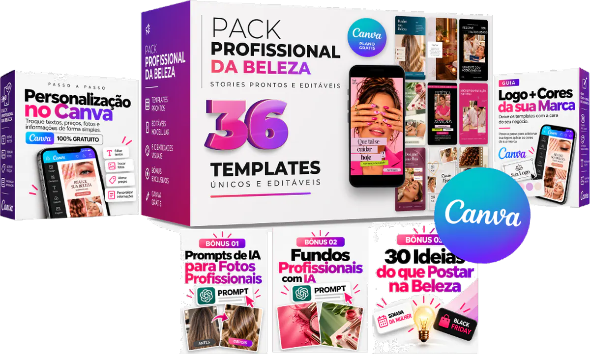 Pack Profissional da Beleza completo com os 3 bônus